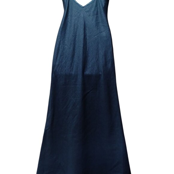 Jigsaw Linen-Silk Spaghetti Strap Slip Dress Size 8 Black Minimalist Elegant - Picture 2 of 7